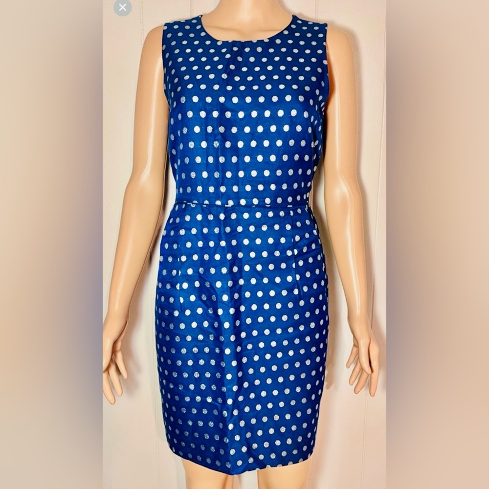 J.CREW Polka Dot Sleeveless Sheath Dress -Silver - Metallic Silver dots -Size: 6